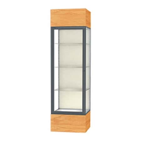 Waddell Display Case Of Ghent Keepsake Floor Display Case 24"W x 72"H x 24"D Natural Oak Base Plaque Back Satin Nat. Frame 4124PB-SN-AK